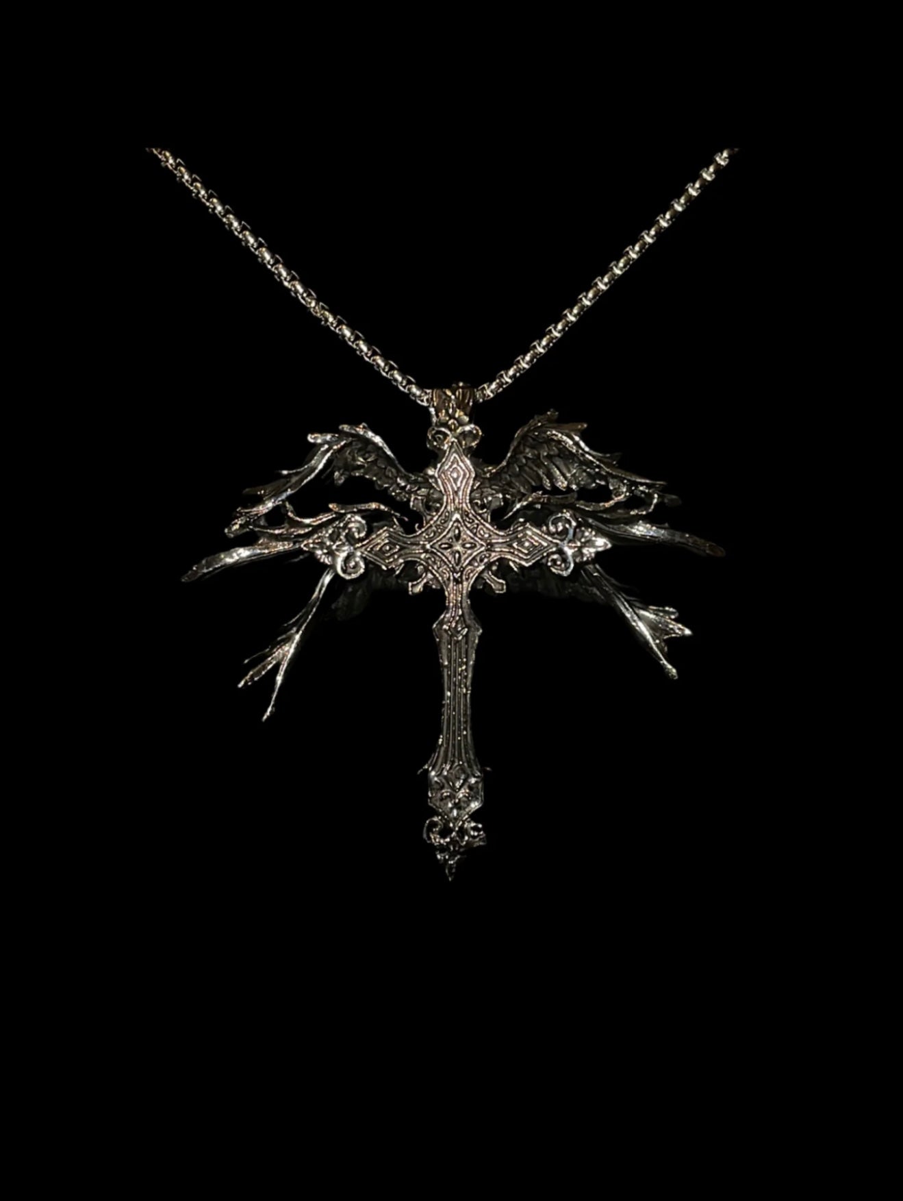 Six Winged Cross Pendant Necklace