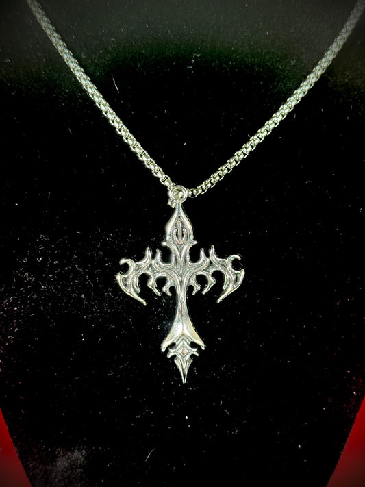 Flame Cross Necklace Pendant