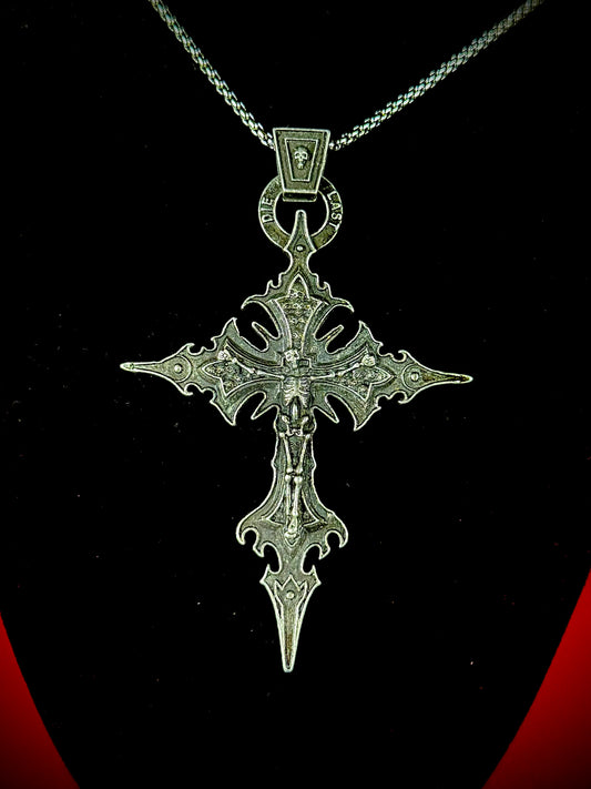 Skull Crucifixion Cross Pendant Necklace