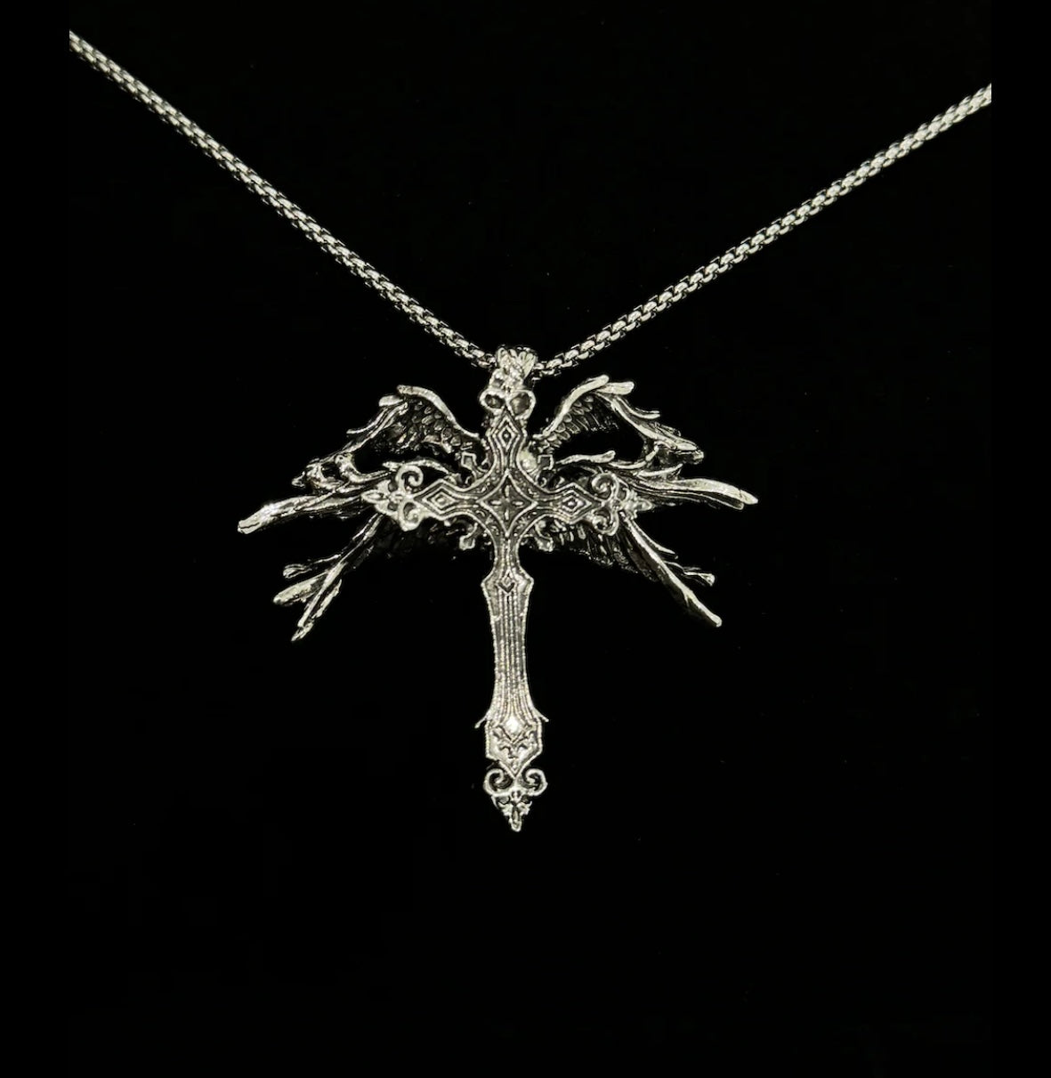 Six Winged Cross Pendant Necklace